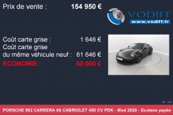 Porsche 992 CARRERA 4S CABRIOLET 450 CV PDK 67-Bas-Rhin