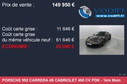 Porsche 992 CARRERA 4S CABRIOLET 450 CV PDK 67-Bas-Rhin