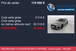 Audi RS6 AVANT 4.0 V8 QUATTRO 600 CV TIPTRONIC 67-Bas-Rhin