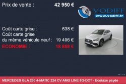 Mercedes Gla 250 4-MATIC 224 CV AMG LINE 8G-DCT 67-Bas-Rhin