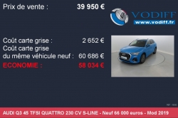 Audi Q3 45 TFSI QUATTRO 230 CV S-LINE 67-Bas-Rhin